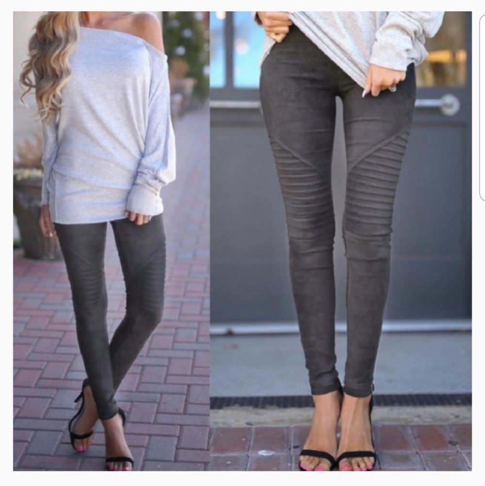 ONLY 1 Small LEFT!  MOTO Leggings in Faux Suede! - Picture 3 of 3